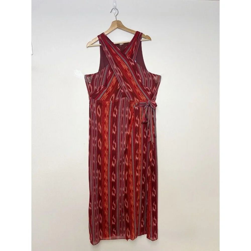 LAUREN Ralph Lauren Geo-Striped Georgette Halter Gown Maxi Dress Women's 18W NWT - Picture 2 of 12